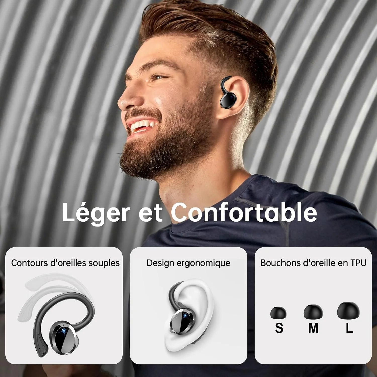 Trådlösa Hörlurar In Ear Sport med Bulleravbrott och Vattentålig Design 4
