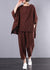 Tvådelat Set Dam Rutig Blus och Byxor Plus Size Komfortabel Design 2