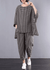 Tvådelat Set Dam Rutig Blus och Byxor Plus Size Komfortabel Design 5