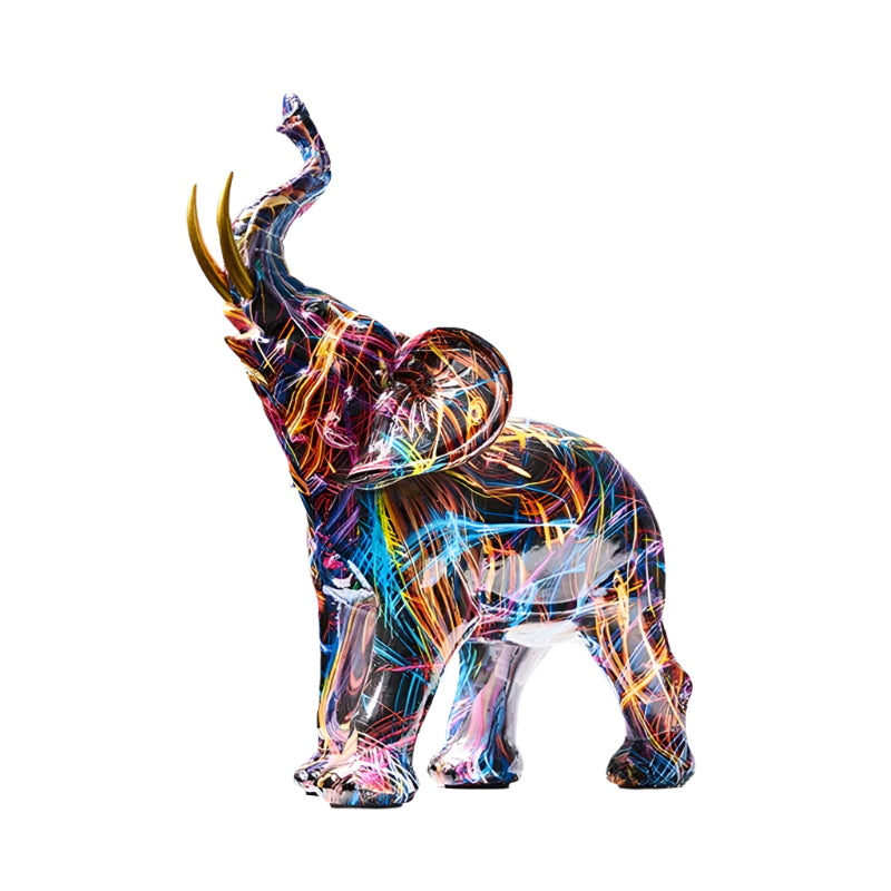 Unikt Abstract Beeld av Elefant i Färgglad Design 0