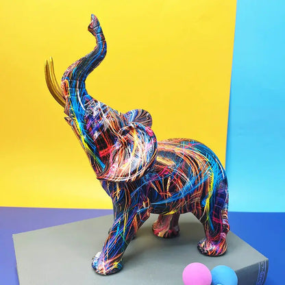 Unikt Abstract Beeld av Elefant i Färgglad Design 4