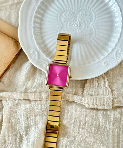 Unisex Armbandsur med Metall och Bambulänkar Modern Stil 1
