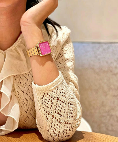 Unisex Armbandsur med Metall och Bambulänkar Modern Stil 3