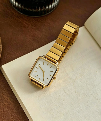 Unisex Armbandsur med Metall och Bambulänkar Modern Stil 4
