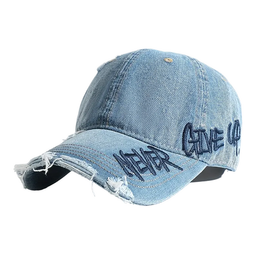 Unisex Baseball Keps Distressed Denim Med Broderi 0
