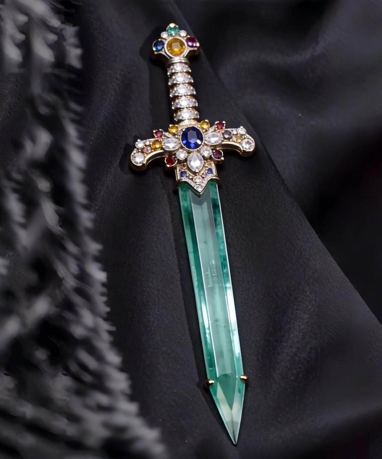 Unisex Brosch Med Infälld Jade och Koppardetaljer 1