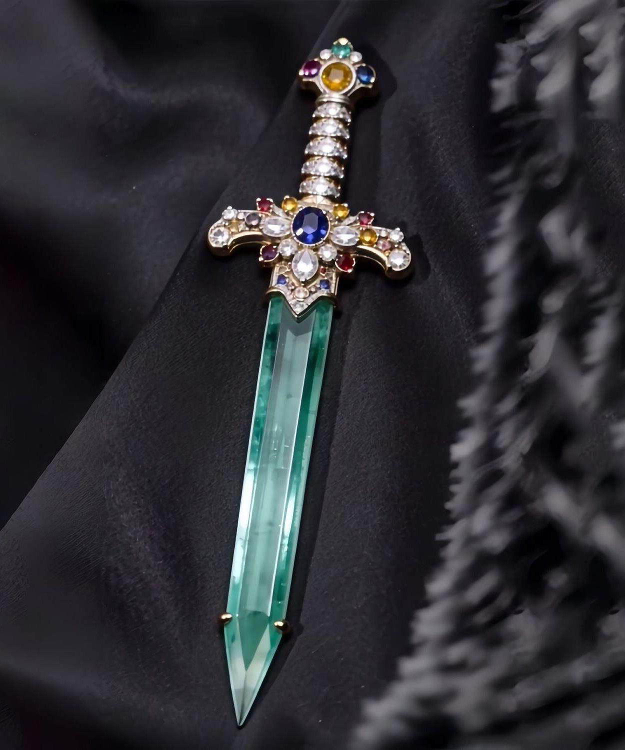 Unisex Brosch Med Infälld Jade och Koppardetaljer 3