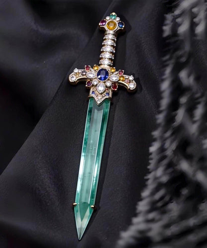 Unisex Brosch Med Infälld Jade och Koppardetaljer 3