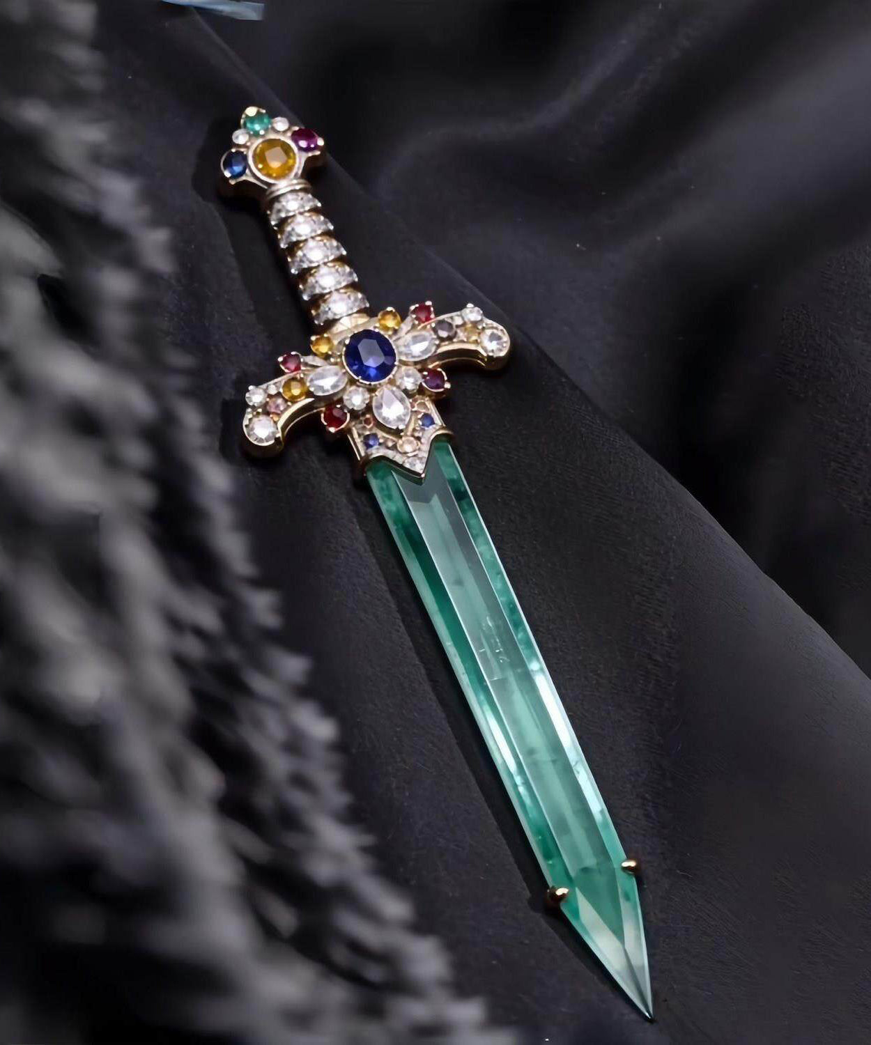 Unisex Brosch Med Infälld Jade och Koppardetaljer 4