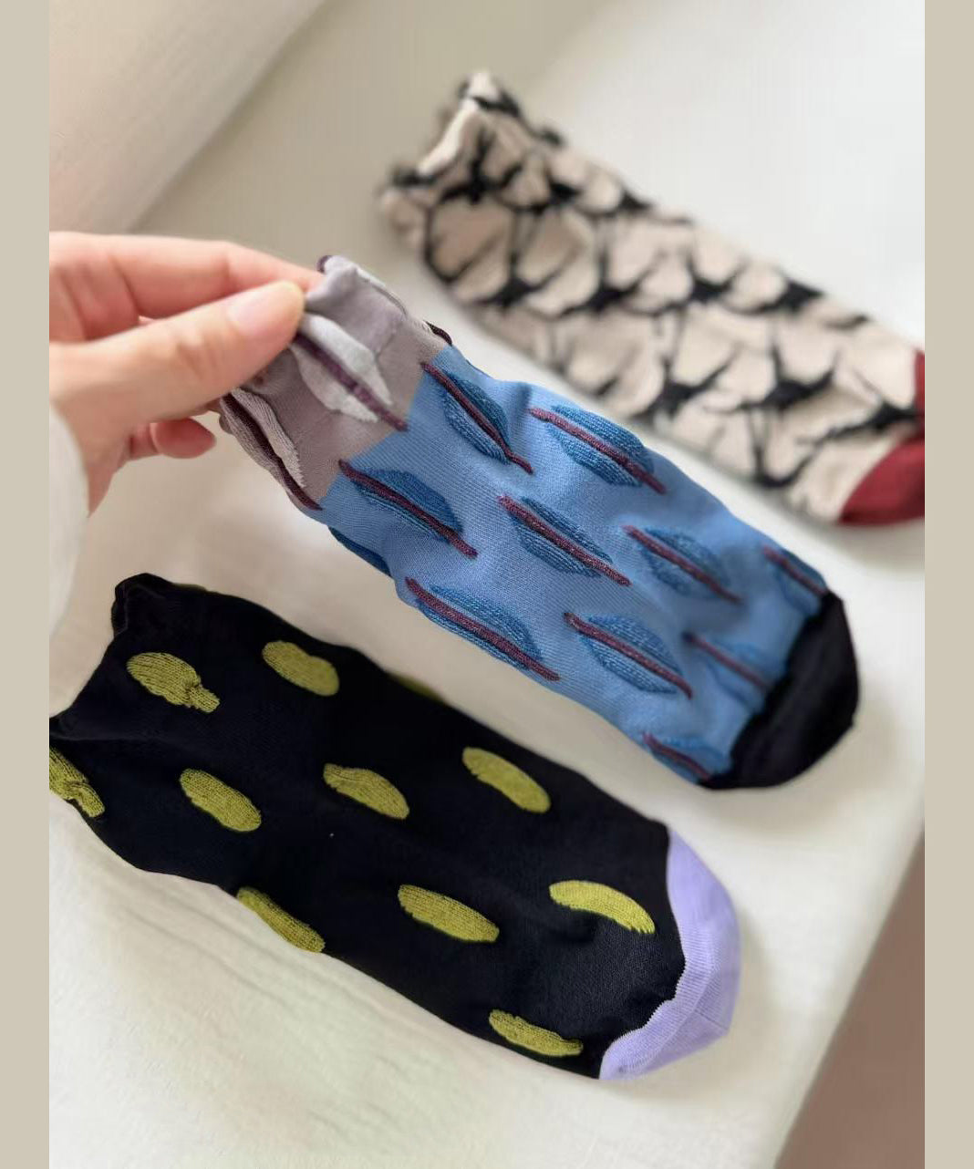Unisex Crew Strumpor Färgglad Jacquard 4
