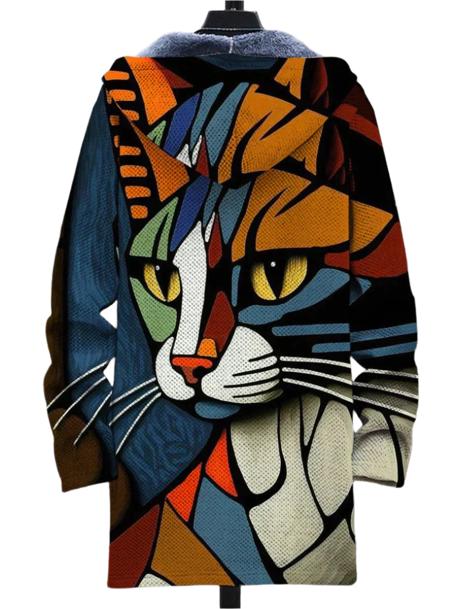 Unisex Hoodie Fleece med Konstnärlig Tryck 0