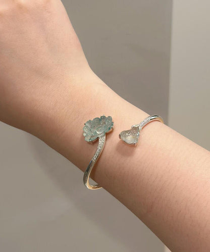 Unisex Manschettarmband med Lotusdesign i Sterling Silver och Jade 2
