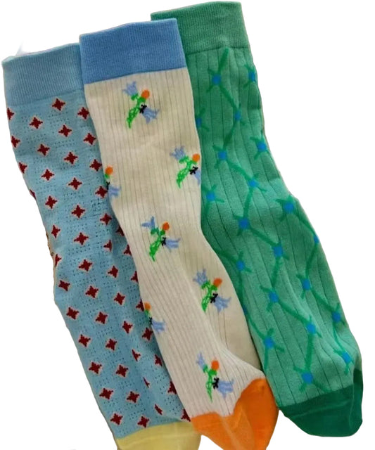 Unisex Mid-Calf Strumpor med Kontrasterande Design 0