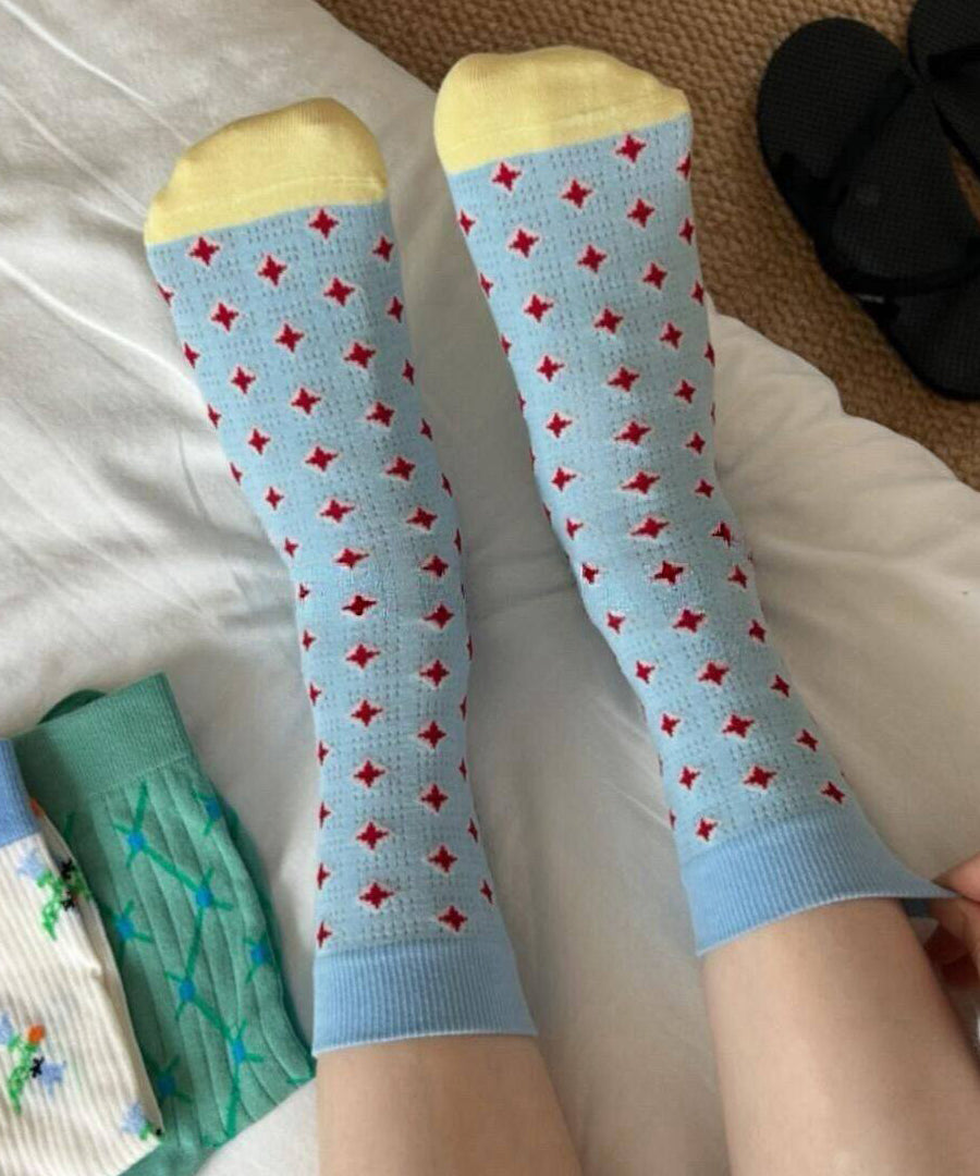 Unisex Mid-Calf Strumpor med Kontrasterande Design 2