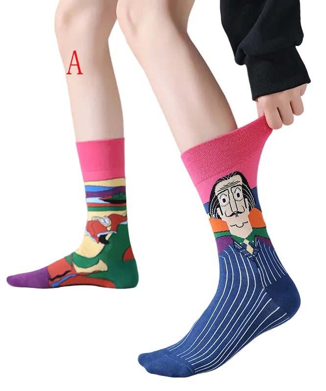 Unisex Mid Calf Strumpor med Asymmetrisk Design 0