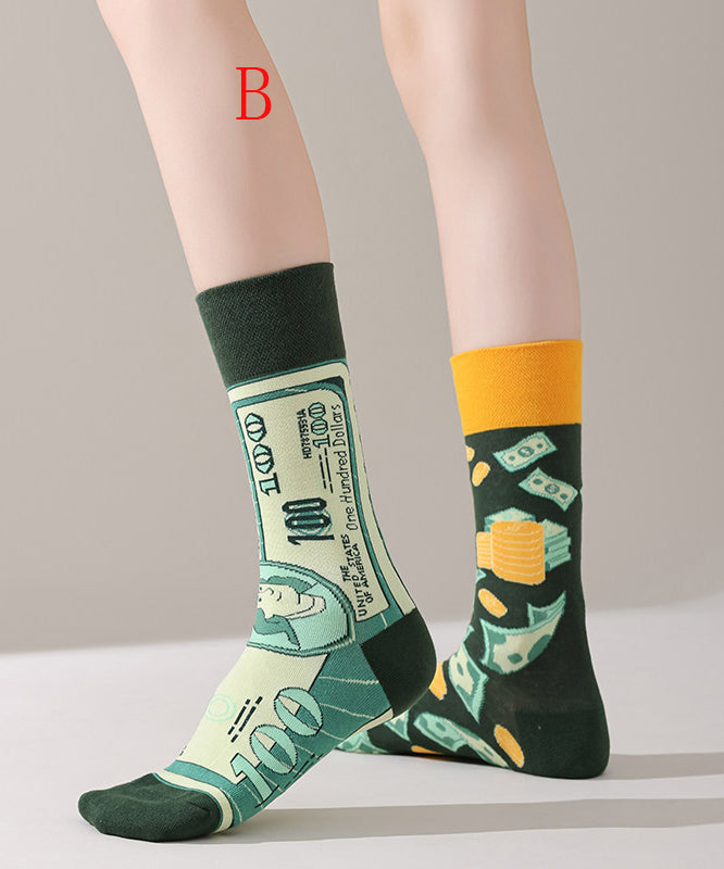 Unisex Mid Calf Strumpor med Asymmetrisk Design 1
