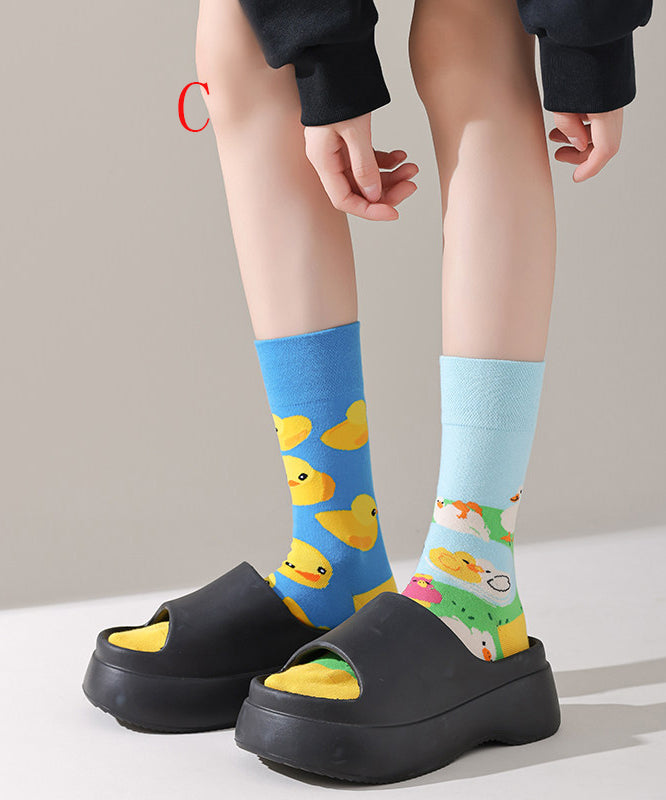 Unisex Mid Calf Strumpor med Asymmetrisk Design 2