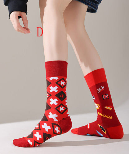 Unisex Mid Calf Strumpor med Asymmetrisk Design 3