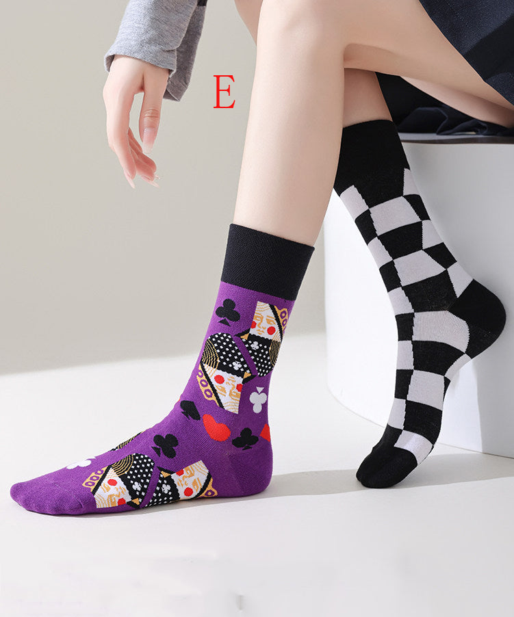 Unisex Mid Calf Strumpor med Asymmetrisk Design 4