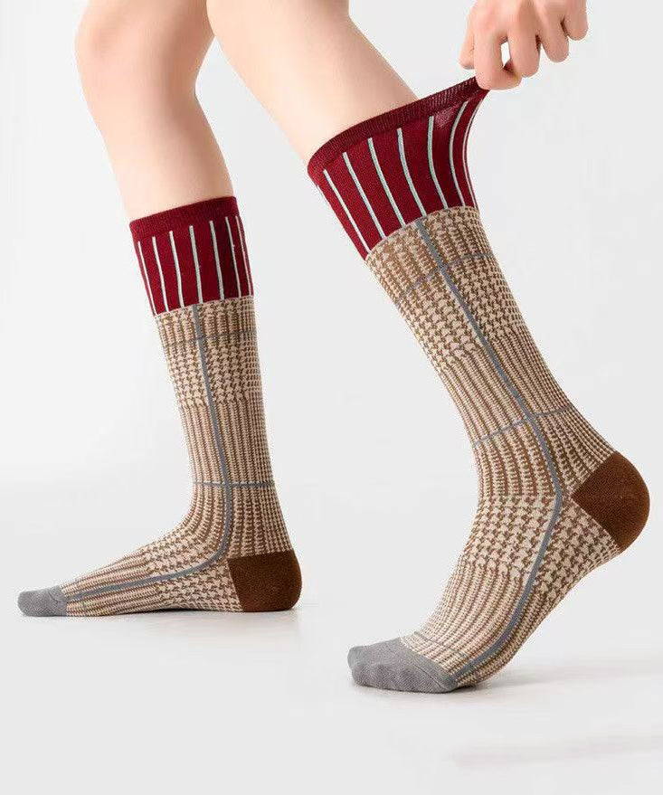 Unisex Mid Calf Strumpor med Gradient Randig Design 1