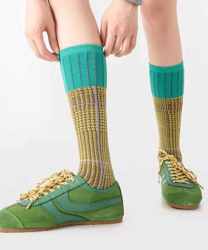 Unisex Mid Calf Strumpor med Gradient Randig Design 3