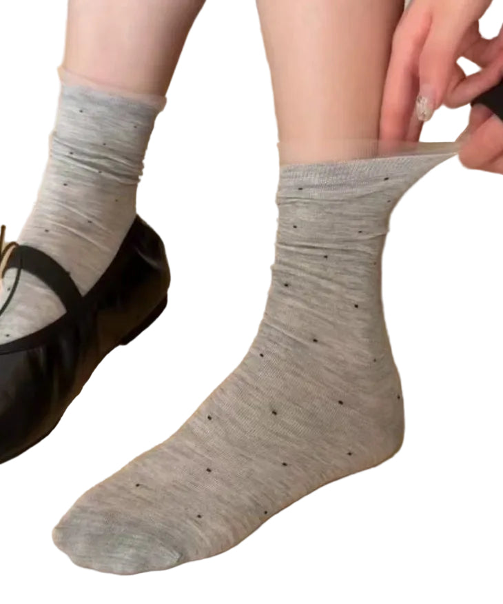 Unisex Mid Calf Strumpor med Prickmönster 0