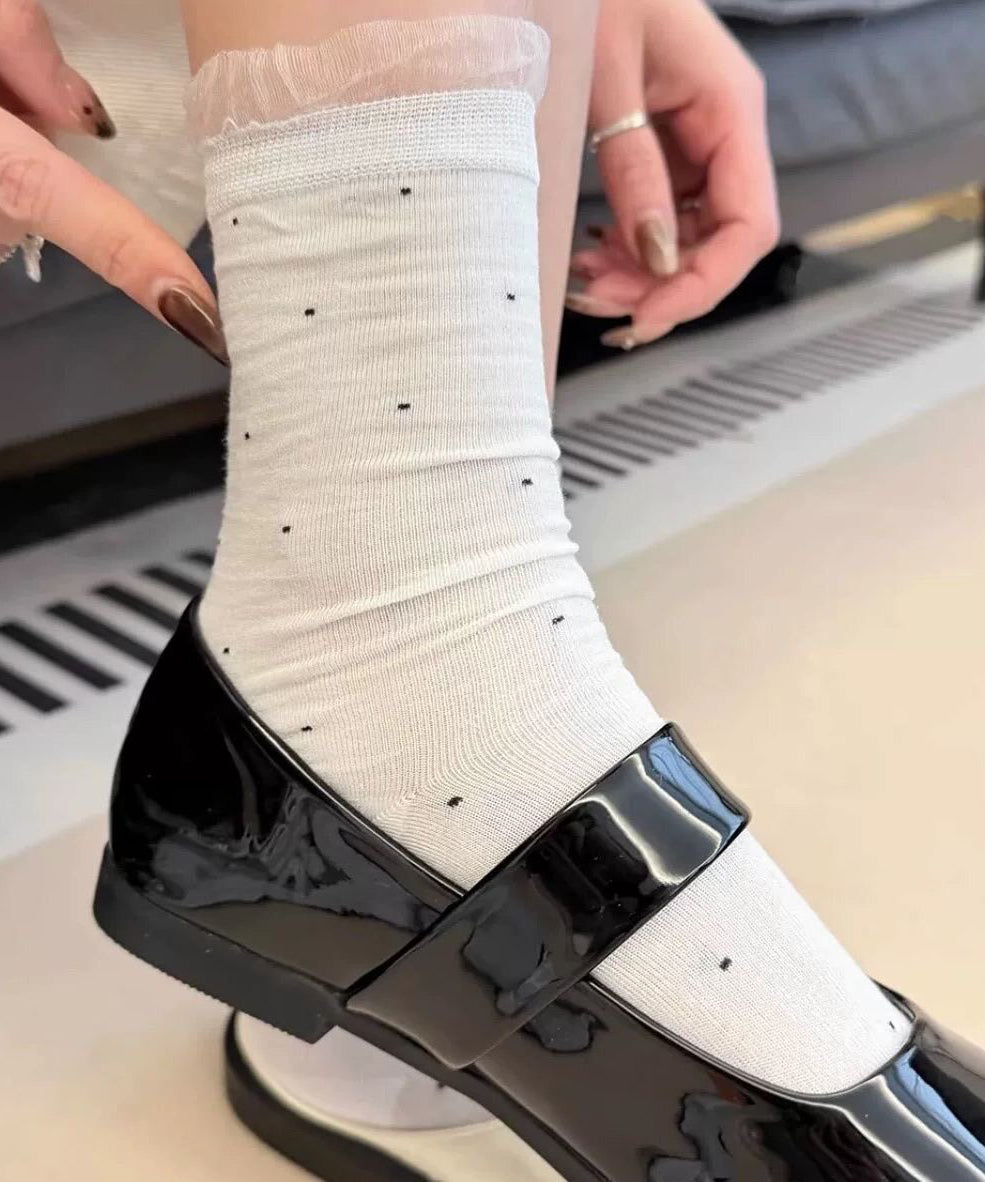 Unisex Mid Calf Strumpor med Prickmönster 1