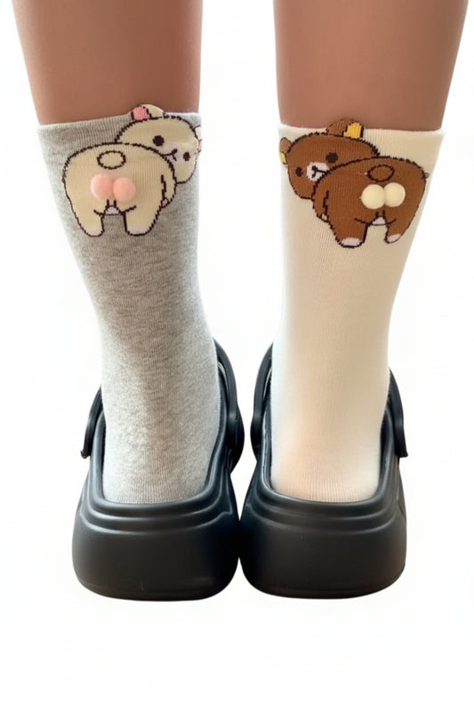 Unisex Mid Calf Strumpor med Tecknat Motiv 0