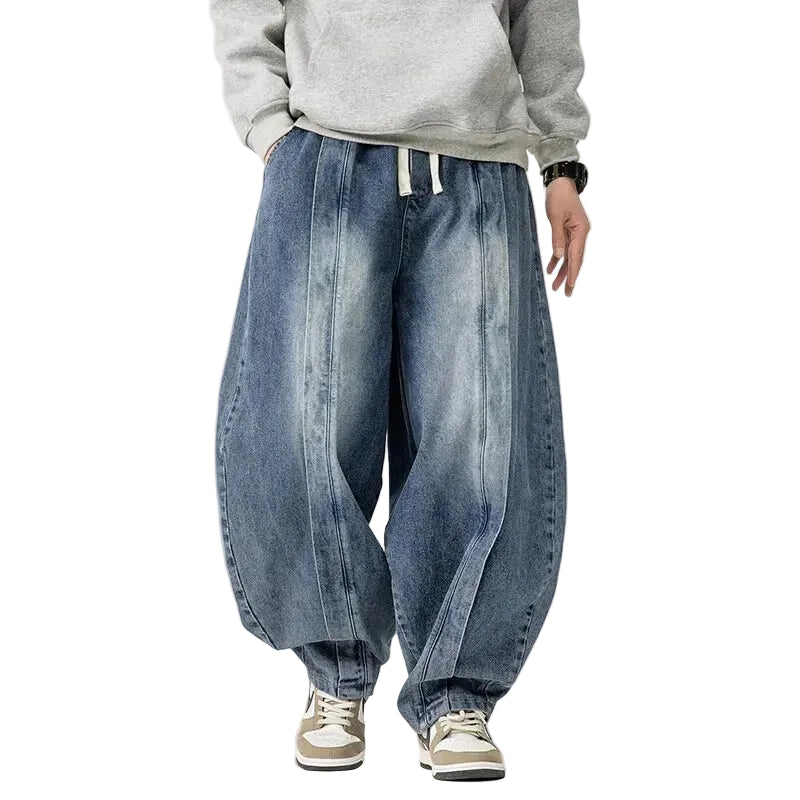 Unisex Oversized Jeans med Dragsko 0