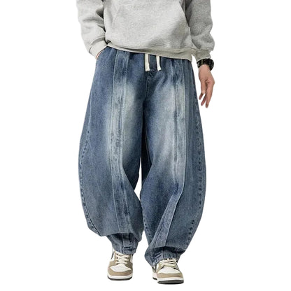 Unisex Oversized Jeans med Dragsko 0