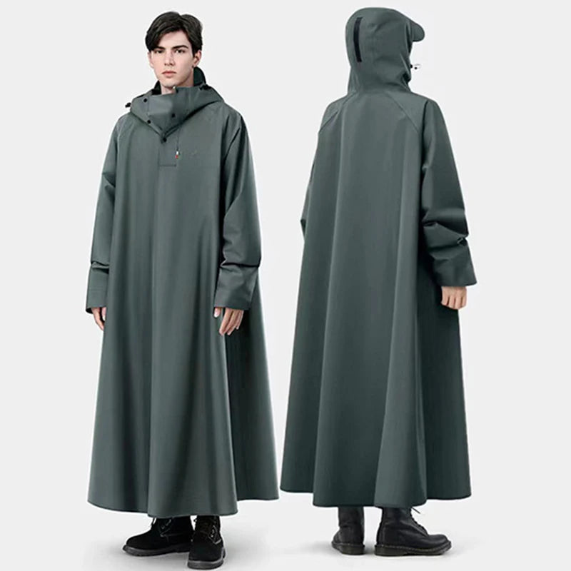 Unisex Regnponcho Lång Oxford Vattentät Regnrock 6