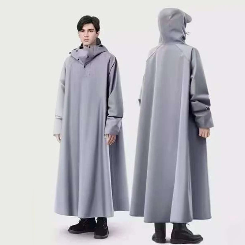 Unisex Regnponcho Lång Oxford Vattentät Regnrock 7