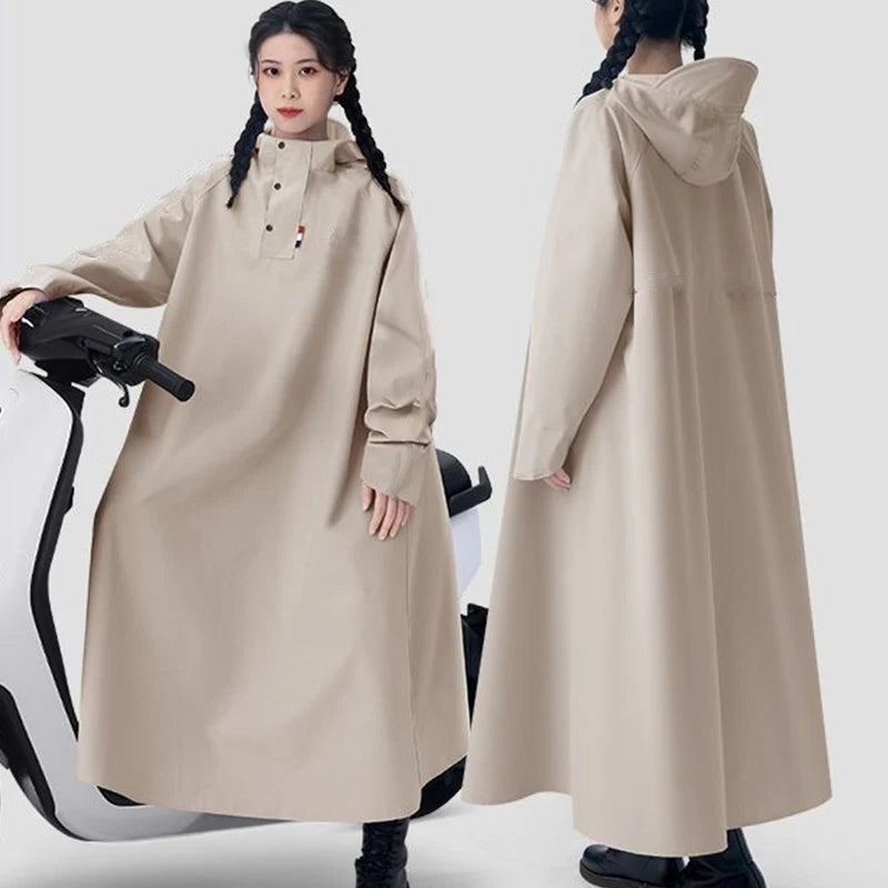Unisex Regnponcho Lång Oxford Vattentät Regnrock 9