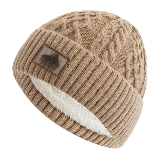 Unisex Stickad Mössa med Vikbar Mudd 0