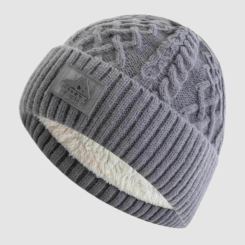 Unisex Stickad Mössa med Vikbar Mudd 3