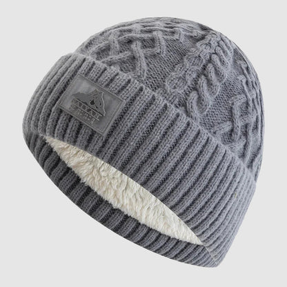 Unisex Stickad Mössa med Vikbar Mudd 3