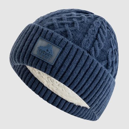 Unisex Stickad Mössa med Vikbar Mudd 4