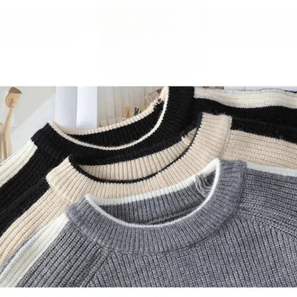 Unisex Stickad Tröja med Kontrasterande Ränder 3