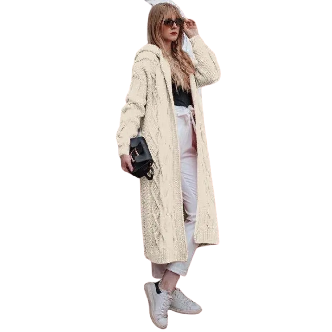 Twist Stickad Hooded Cardigan för kvinnor