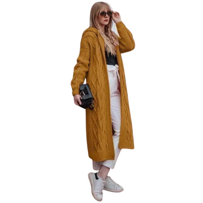 Twist Stickad Hooded Cardigan för kvinnor