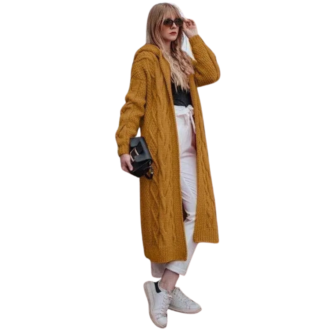 Twist Stickad Hooded Cardigan för kvinnor