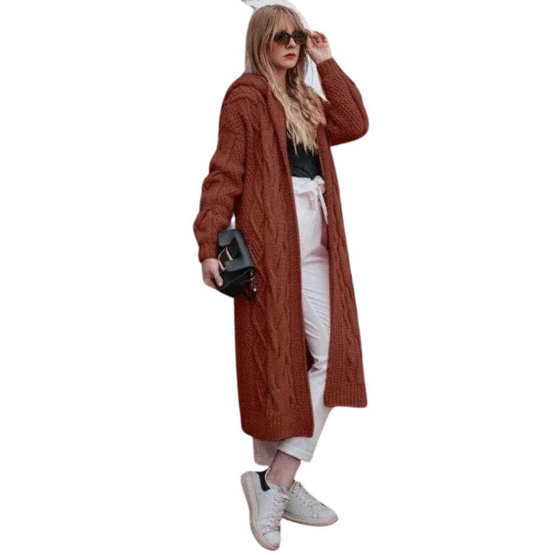 Twist Stickad Hooded Cardigan för kvinnor