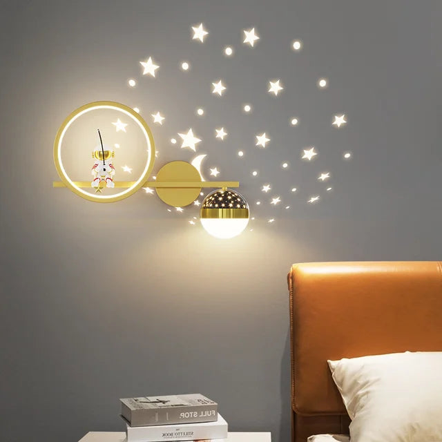 Vägglampa Barn Rymdtema LED Dimbart Inomhus 3