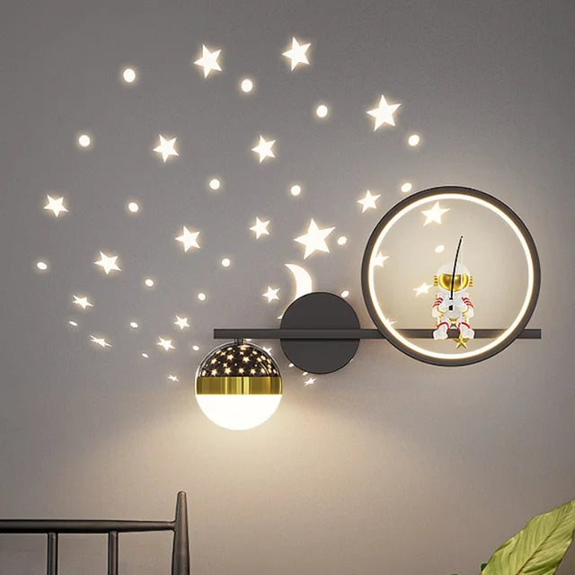 Vägglampa Barn Rymdtema LED Dimbart Inomhus 4