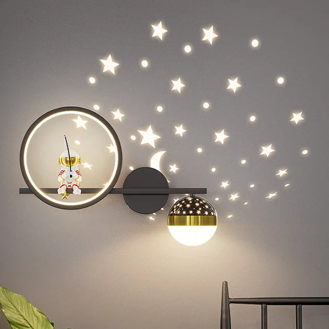 Vägglampa Barn Rymdtema LED Dimbart Inomhus 5