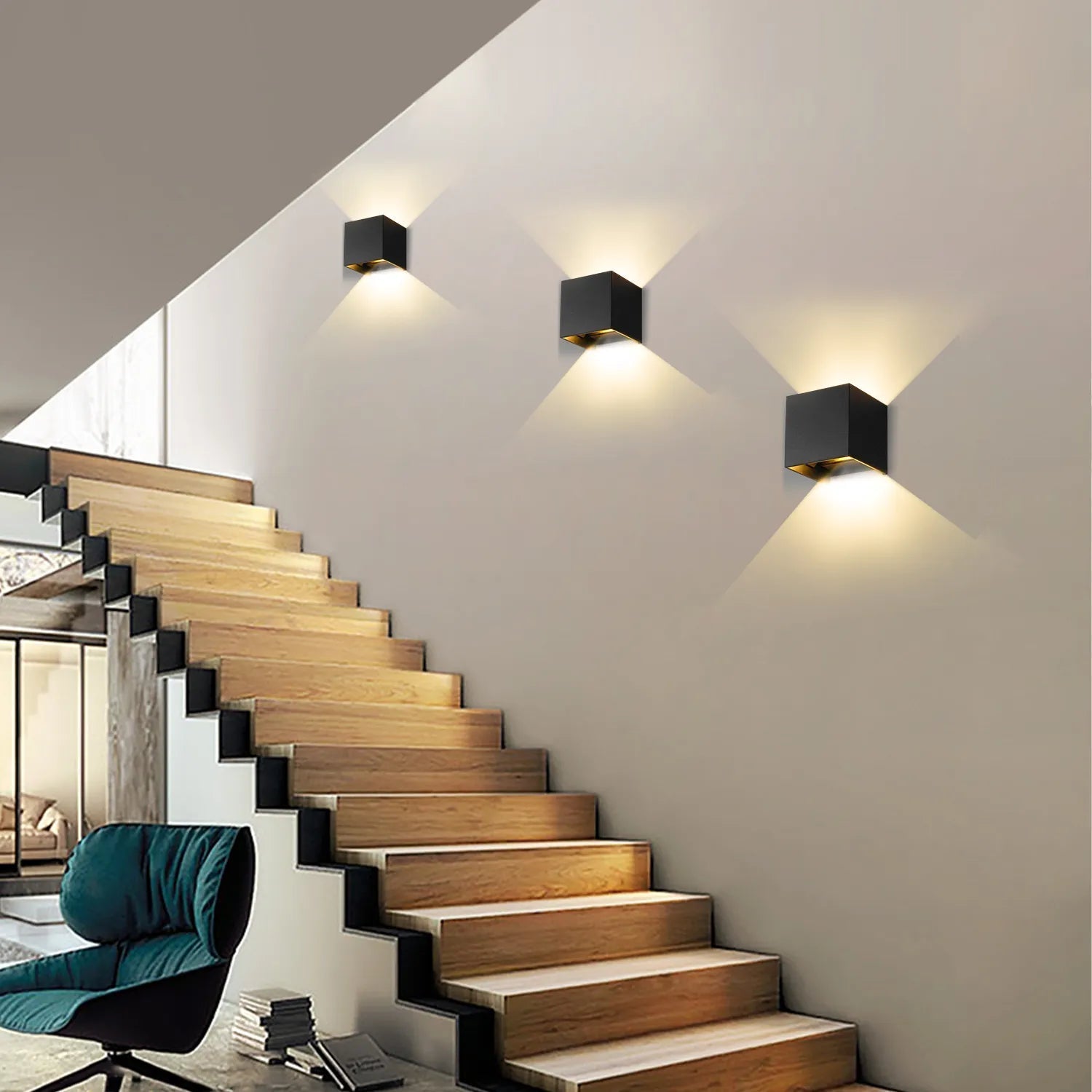 Vägglampa med Rörelsesensor i Modern Kubdesign 0