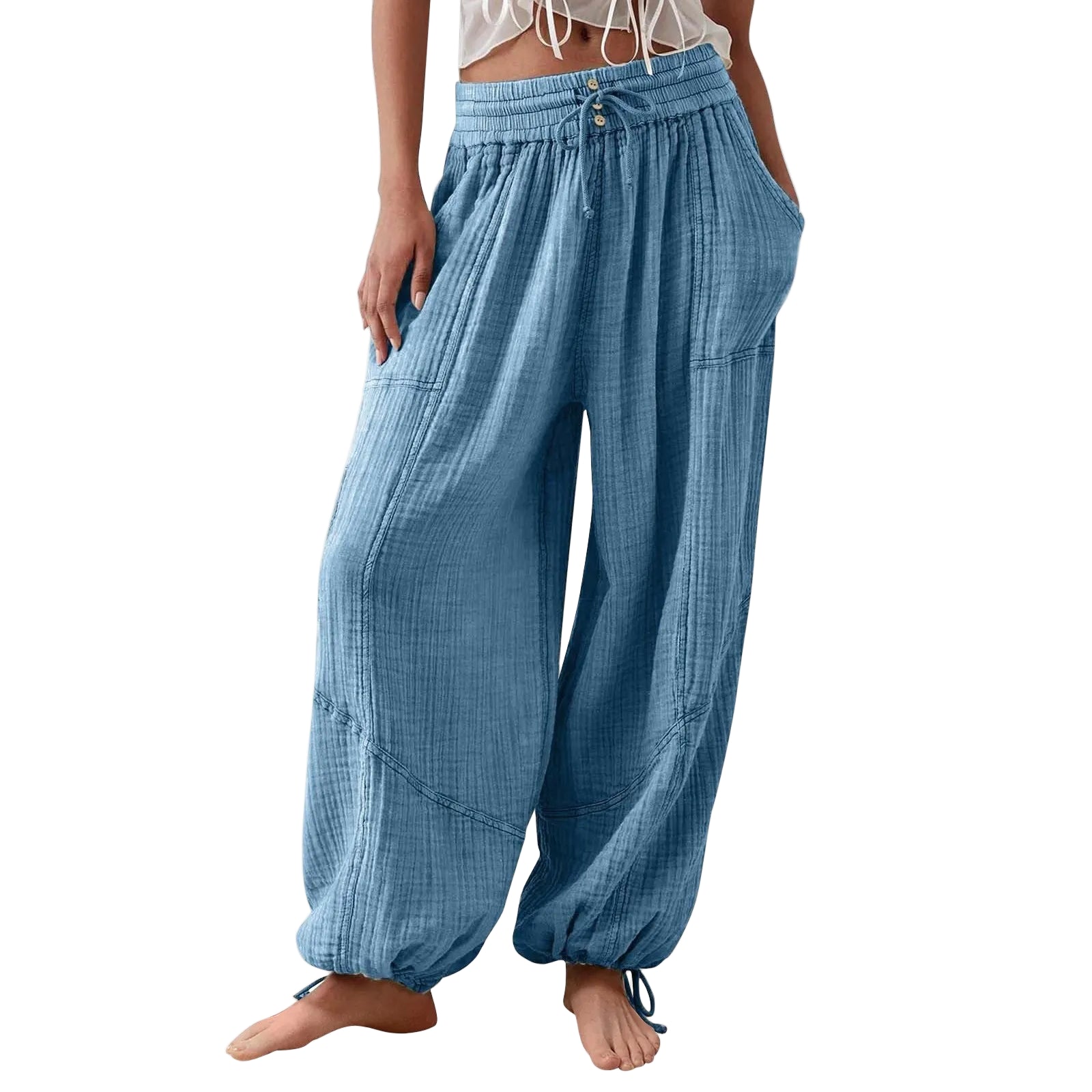 Vida Byxor Dam Med Dragsko Rak Passform Polyester Spandex Bomull 0