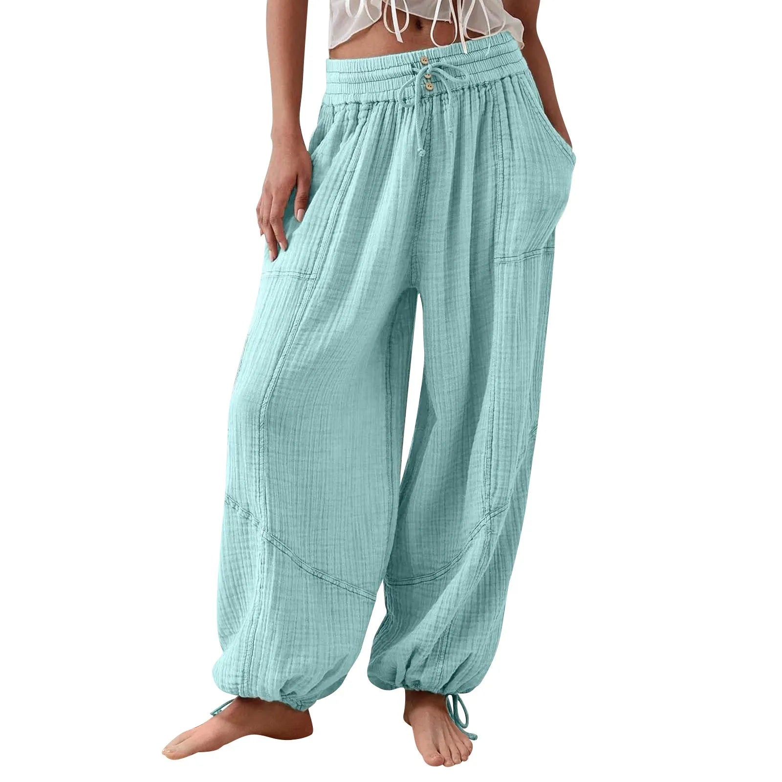 Vida Byxor Dam Med Dragsko Rak Passform Polyester Spandex Bomull 1