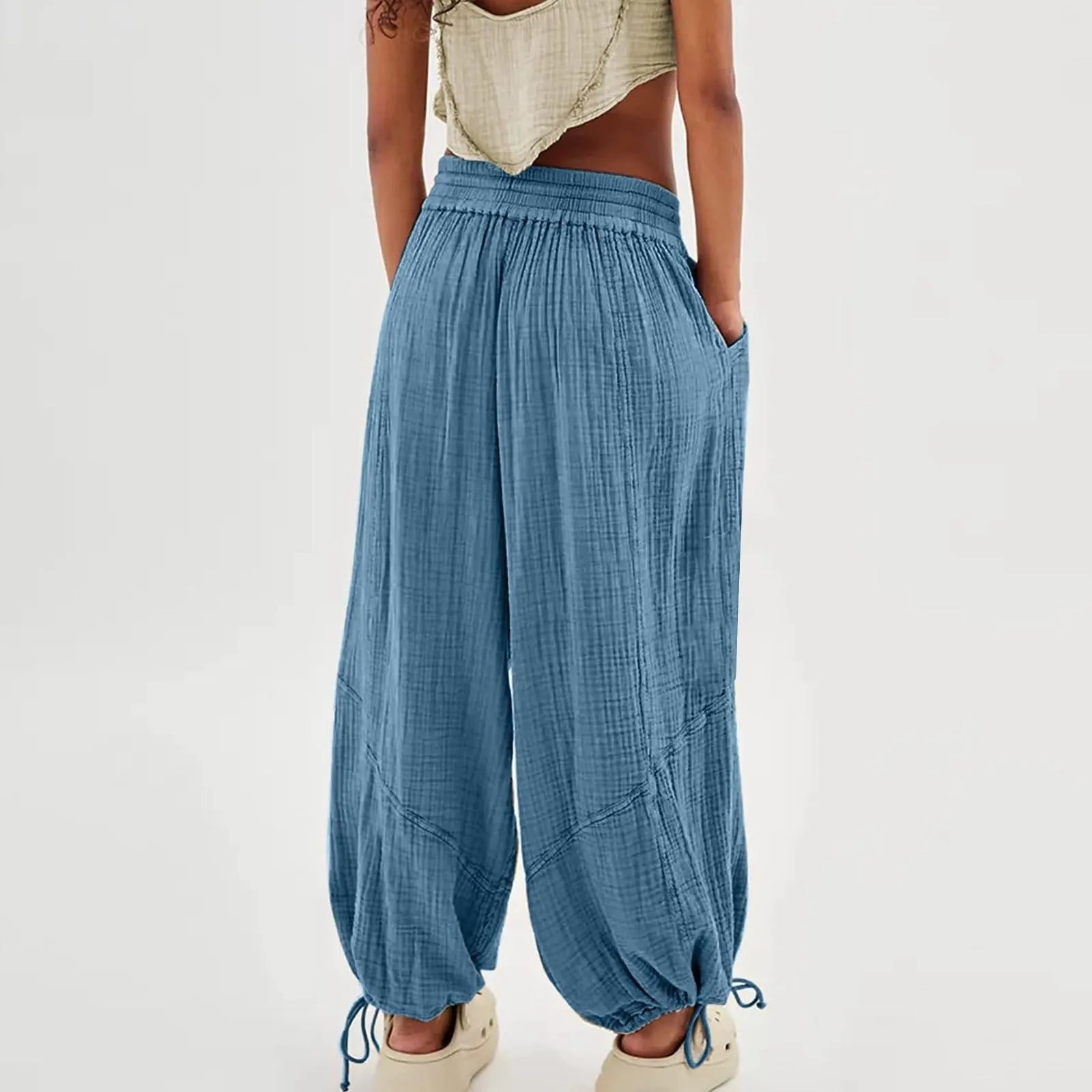 Vida Byxor Dam Med Dragsko Rak Passform Polyester Spandex Bomull 3