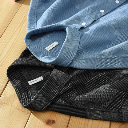 Herrskjorta Modern Patchwork Andningsbar Bomull Polyester 6
